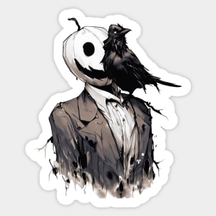 Spooky scarecrow and crow Sticker